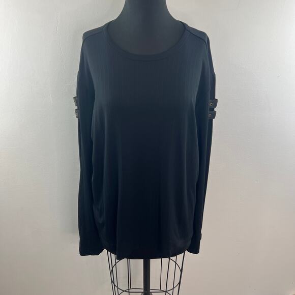 Nani Bon Black Top Stretch Crew Neck Drop Shoulder Classic Pullover Tee Size XXL - Picture 2 of 10